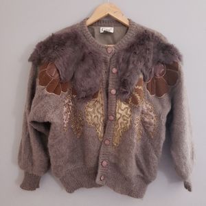 Grey furry cardigan small